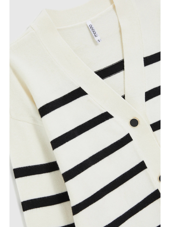 Moodo Pruhovaný kardigán ecru Moodo