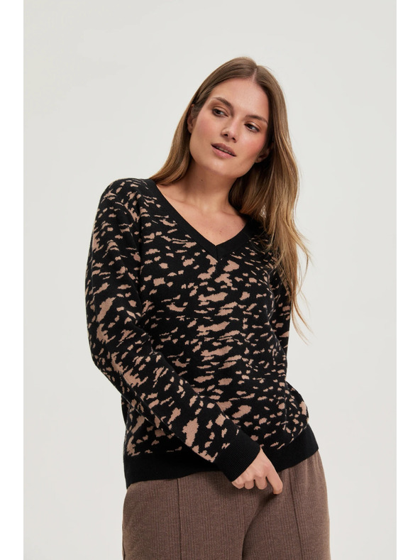 Moodo Sveter jednoduchého strihu čierny Moodo