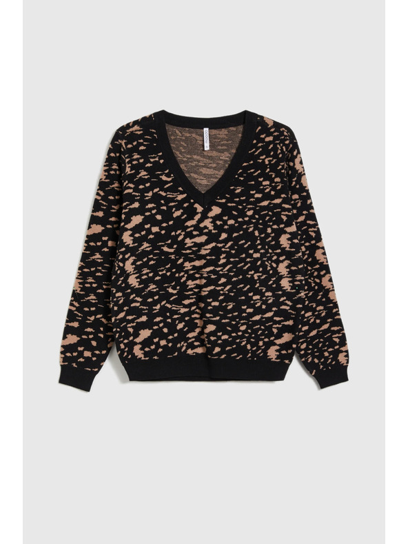 Moodo Sveter jednoduchého strihu čierny Moodo