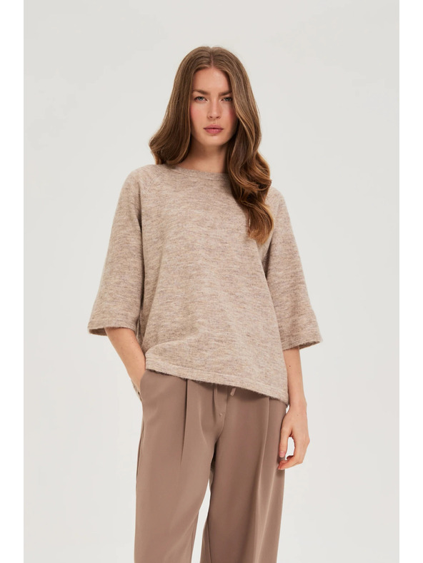 Moodo Sveter s krátkymi rukávmi béžový Moodo