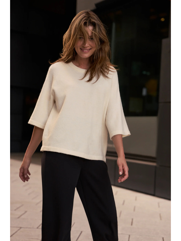 Moodo Béžový sveter s krátkymi rukávmi Moodo