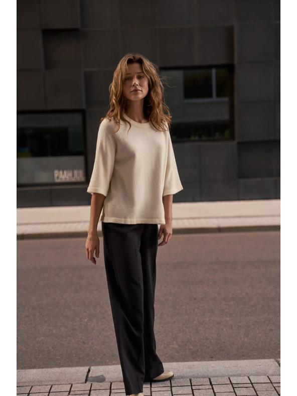 Moodo Béžový sveter s krátkymi rukávmi Moodo