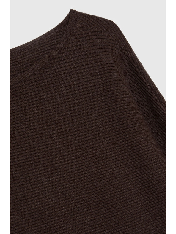 Moodo Rebrovaný sveter hnedý Moodo