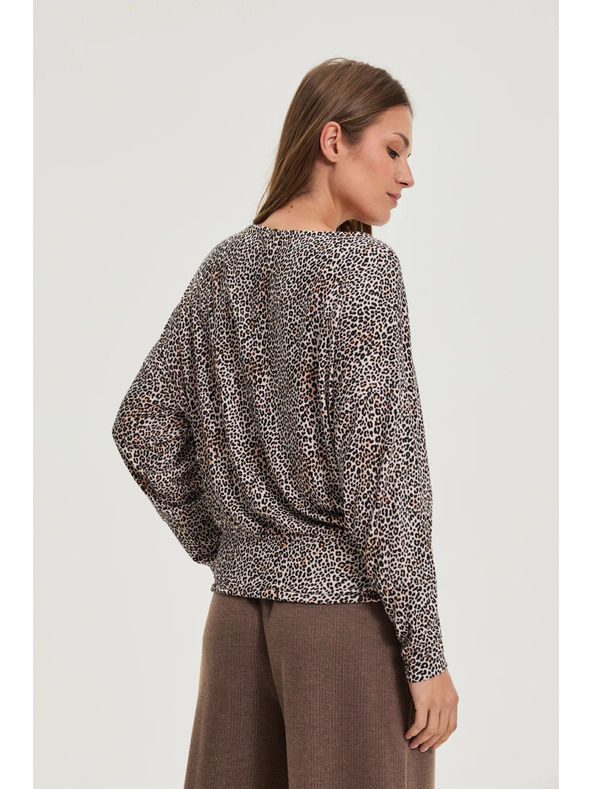 Moodo Sveter s leopardím vzorom béžový Moodo