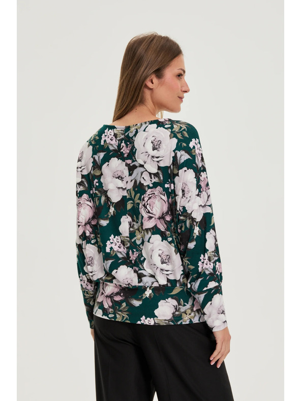Moodo Sveter s kvetinovým vzorom zelený Moodo