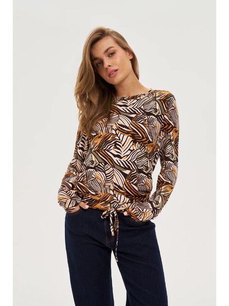 Moodo Béžový sveter s rastlinným vzorom Moodo