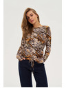 Moodo Béžový sveter s rastlinným vzorom Moodo