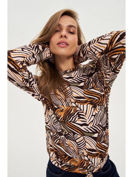 Moodo Béžový sveter s rastlinným vzorom Moodo