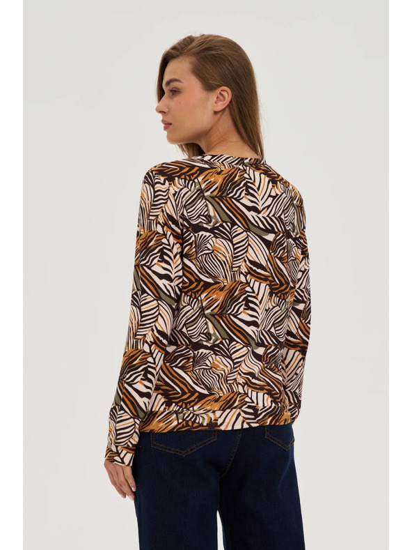 Moodo Béžový sveter s rastlinným vzorom Moodo