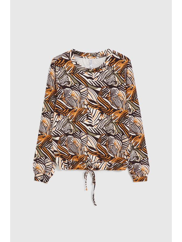 Moodo Béžový sveter s rastlinným vzorom Moodo