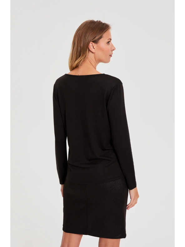 Moodo Sveter s čipkovaným výstrihom čierny Moodo