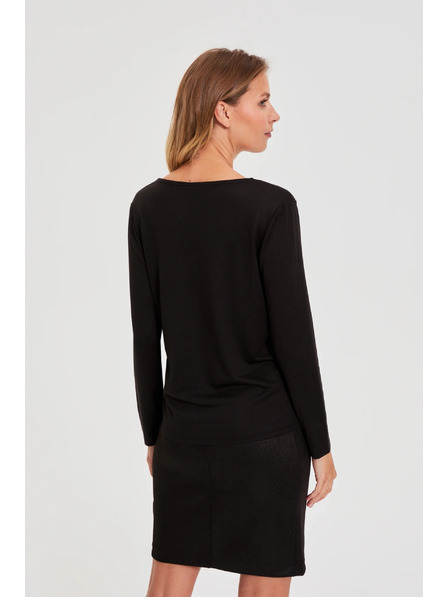 Moodo Sveter s čipkovaným výstrihom čierny Moodo