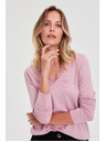 Moodo Sveter s čipkovaným výstrihom ružový Moodo
