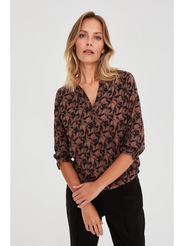 Moodo Hnedý sveter s krátkymi rukávmi Moodo