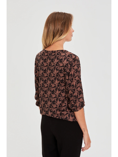 Moodo Hnedý sveter s krátkymi rukávmi Moodo