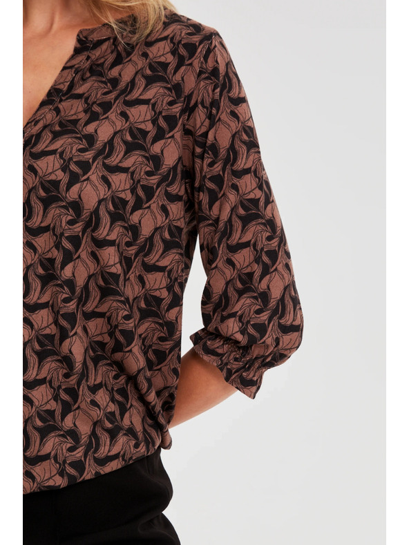 Moodo Hnedý sveter s krátkymi rukávmi Moodo