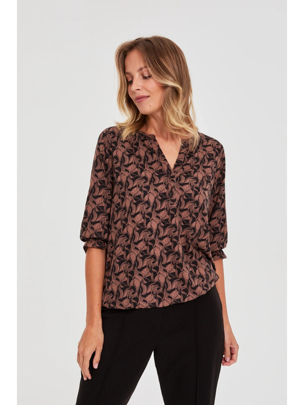 Moodo Hnedý sveter s krátkymi rukávmi Moodo