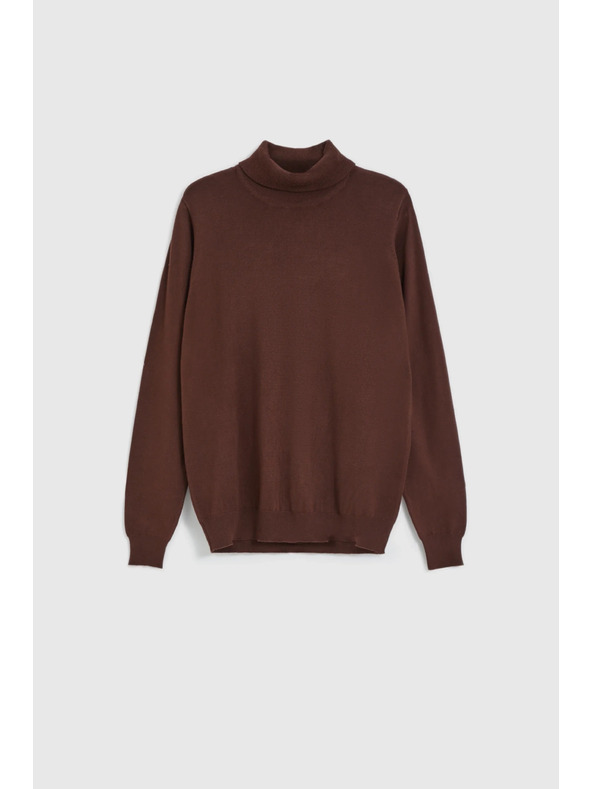 Moodo Sveter so stojačkou hnedý Moodo