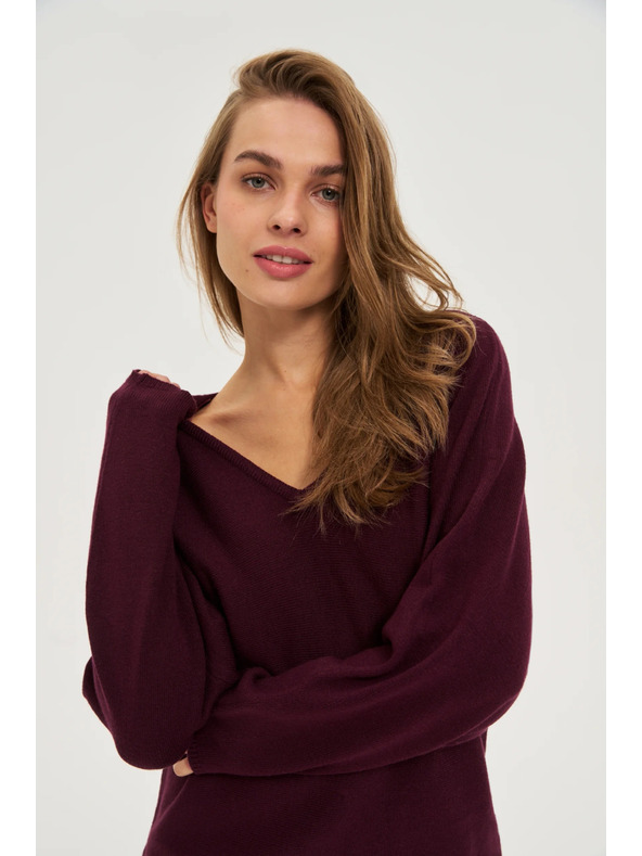 Moodo Sveter do V vínový Moodo