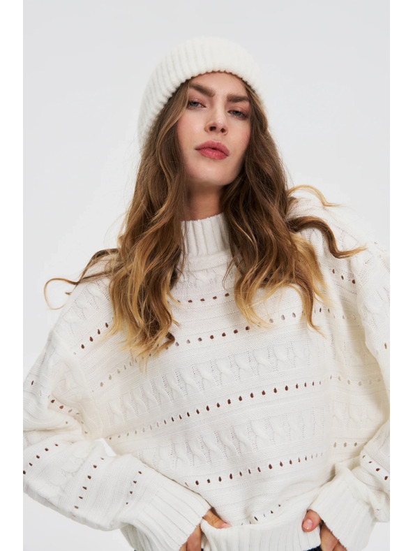 Moodo Sveter so stojačkou biely Moodo