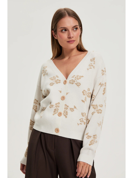Moodo Béžový kardigan s kvetinovým vzorom Moodo