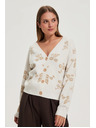 Moodo Béžový kardigan s kvetinovým vzorom Moodo