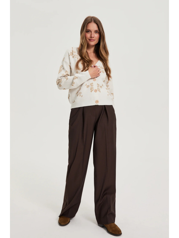 Moodo Béžový kardigan s kvetinovým vzorom Moodo