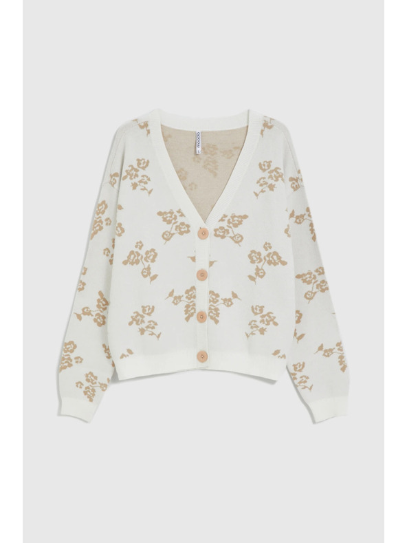 Moodo Béžový kardigan s kvetinovým vzorom Moodo