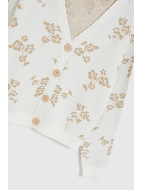 Moodo Béžový kardigan s kvetinovým vzorom Moodo