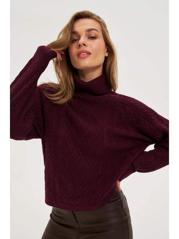 Moodo Sveter so stojačkou vínový Moodo