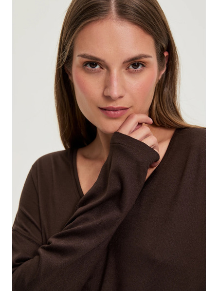 Moodo Sveter do V hnedý Moodo