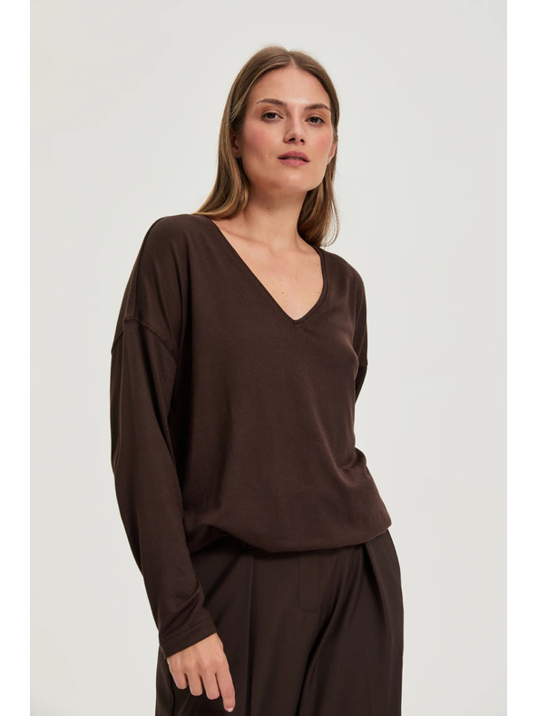 Moodo Sveter do V hnedý Moodo