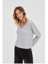 Moodo Sveter s výstrihom do V sivý Moodo