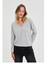 Moodo Sveter s výstrihom do V sivý Moodo