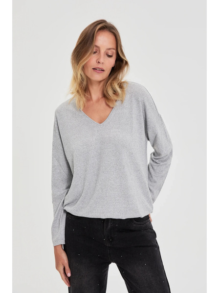Moodo Sveter s výstrihom do V sivý Moodo