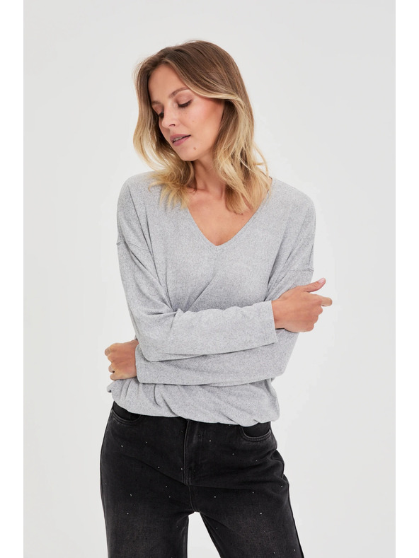 Moodo Sveter s výstrihom do V sivý Moodo