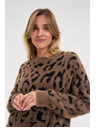 Moodo Sveter s leopardím vzorom hnedý Moodo