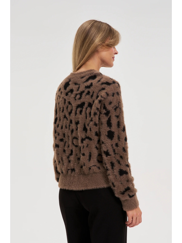 Moodo Sveter s leopardím vzorom hnedý Moodo