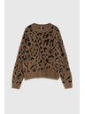 Moodo Sveter s leopardím vzorom hnedý Moodo