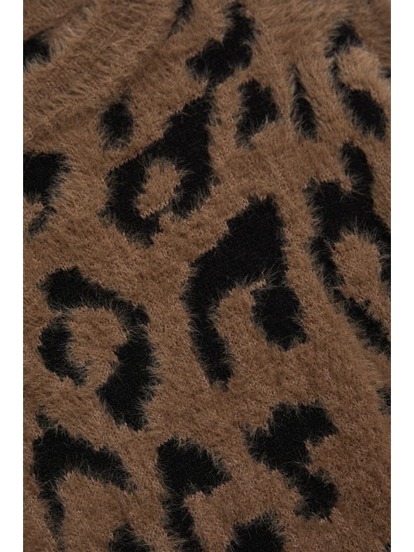 Moodo Sveter s leopardím vzorom hnedý Moodo