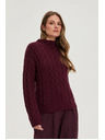 Moodo Sveter s ozdobným vrkočom burgundský Moodo