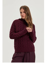 Moodo Sveter s ozdobným vrkočom burgundský Moodo