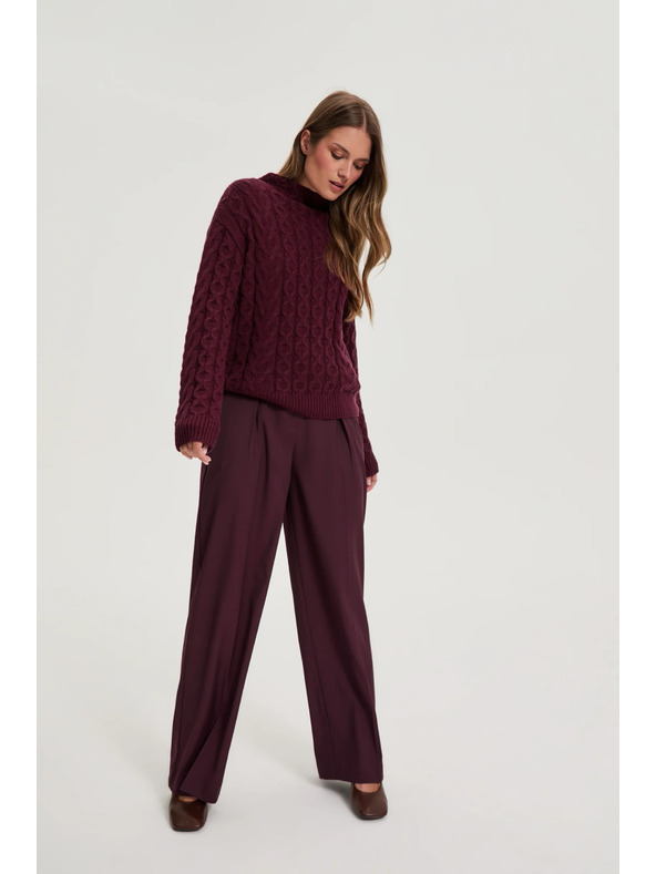 Moodo Sveter s ozdobným vrkočom burgundský Moodo