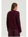 Moodo Sveter s ozdobným vrkočom burgundský Moodo
