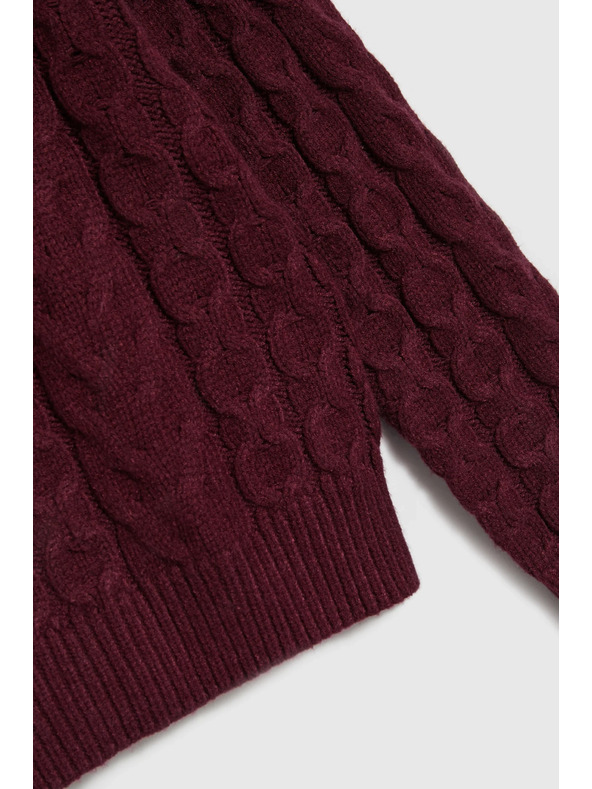 Moodo Sveter s ozdobným vrkočom burgundský Moodo