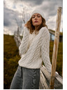 Moodo Sveter s ozdobným vrkočom béžový Moodo