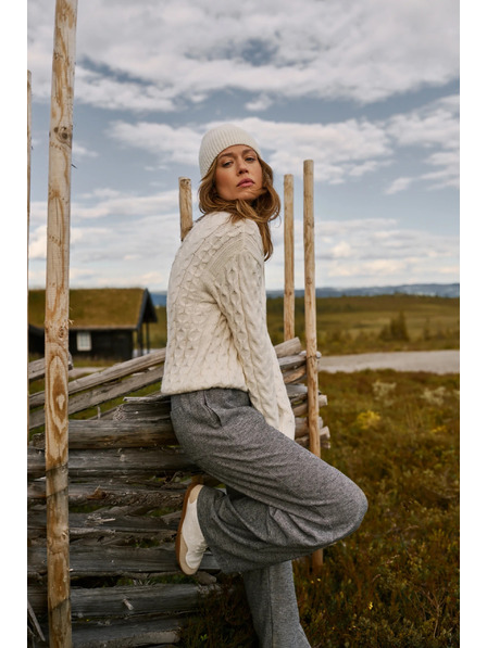 Moodo Sveter s ozdobným vrkočom béžový Moodo