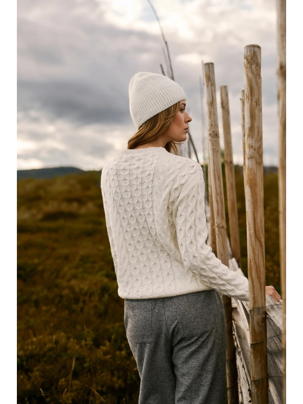 Moodo Sveter s ozdobným vrkočom béžový Moodo