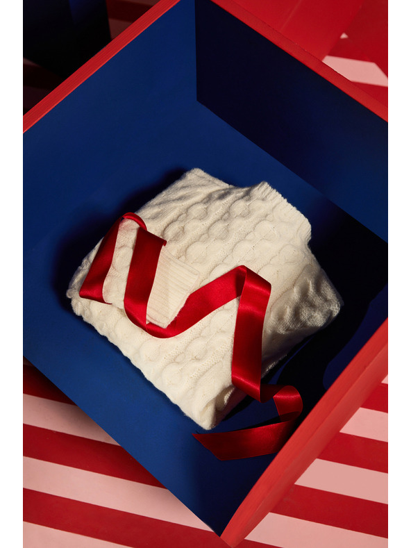 Moodo Sveter s ozdobným vrkočom béžový Moodo