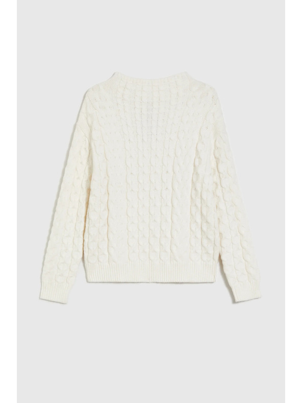 Moodo Sveter s ozdobným vrkočom béžový Moodo